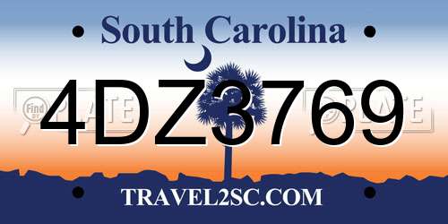 4DZ3769 South Carolina License Plate
