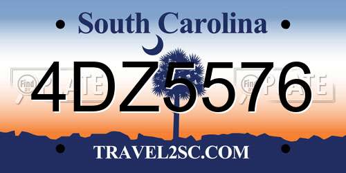 4DZ5576 South Carolina License Plate