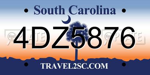 4DZ5876 South Carolina License Plate