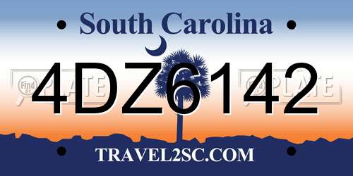 4DZ6142 South Carolina License Plate