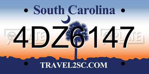 4DZ6147 South Carolina License Plate