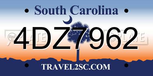 4DZ7962 South Carolina License Plate