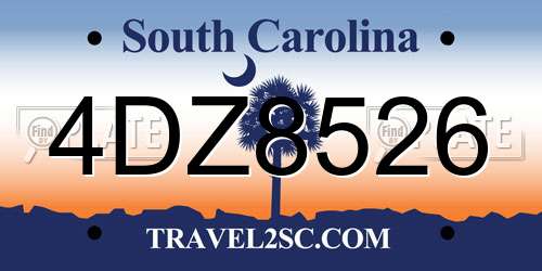 4DZ8526 South Carolina License Plate