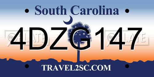 4DZG147 South Carolina License Plate