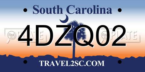 4DZQ02 South Carolina License Plate