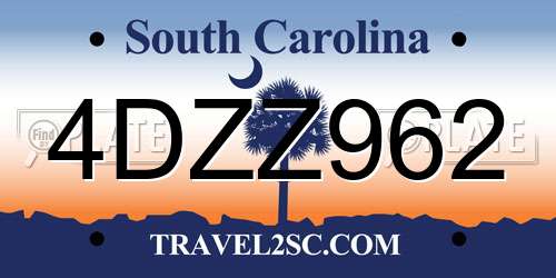 4DZZ962 South Carolina License Plate
