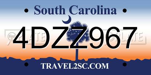 4DZZ967 South Carolina License Plate