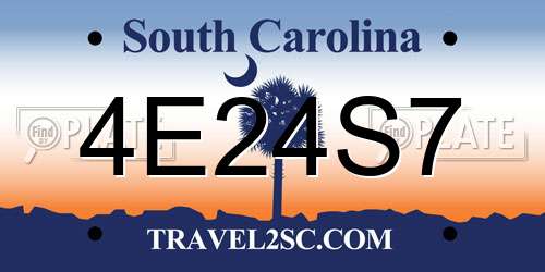 4E24S7 South Carolina License Plate