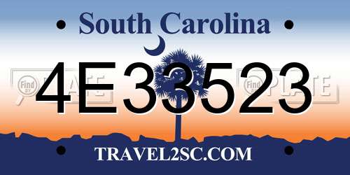 4E33523 South Carolina License Plate