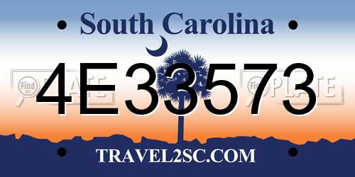 4E33573 South Carolina License Plate