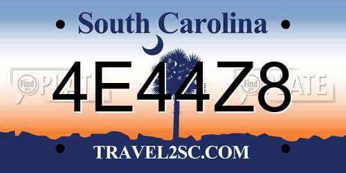 4E44Z8 South Carolina License Plate