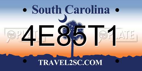 4E85T1 South Carolina License Plate