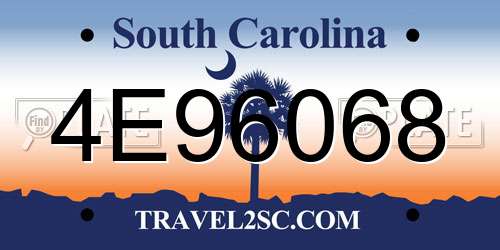 4E96068 South Carolina License Plate