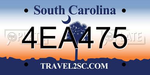 4EA475 South Carolina License Plate