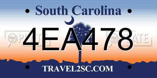 4EA478 South Carolina License Plate