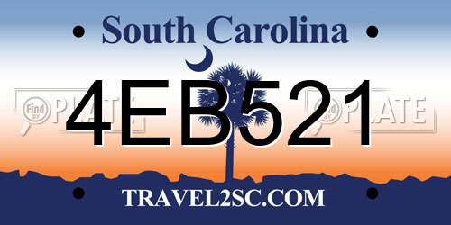 4EB521 South Carolina License Plate