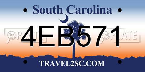 4EB571 South Carolina License Plate