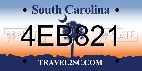 4EB821 South Carolina License Plate