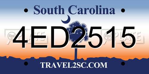 4ED2515 South Carolina License Plate