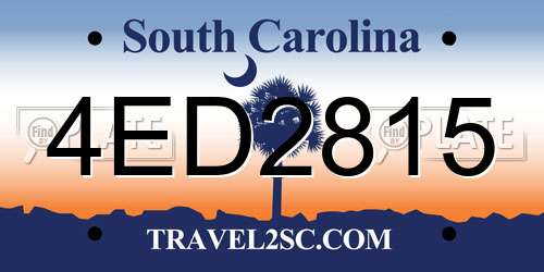 4ED2815 South Carolina License Plate