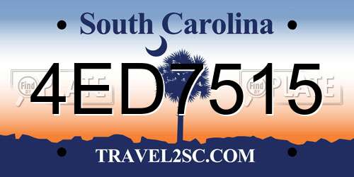 4ED7515 South Carolina License Plate