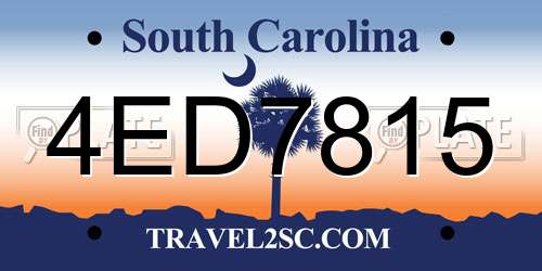 4ED7815 South Carolina License Plate