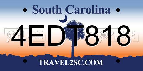 4EDT818 South Carolina License Plate