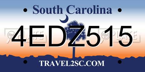 4EDZ515 South Carolina License Plate