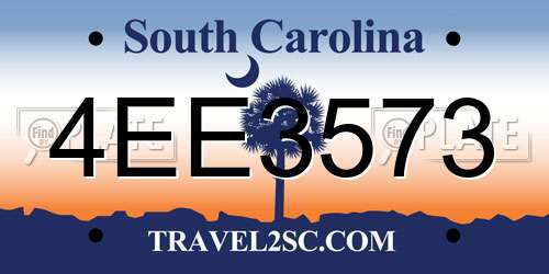4EE3573 South Carolina License Plate