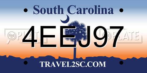 4EEJ97 South Carolina License Plate