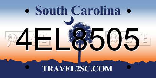 4EL8505 South Carolina License Plate