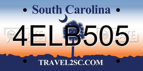 4ELB505 South Carolina License Plate