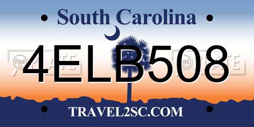 4ELB508 South Carolina License Plate