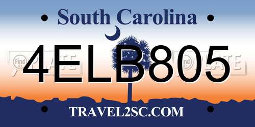 4ELB805 South Carolina License Plate