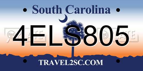 4ELS805 South Carolina License Plate