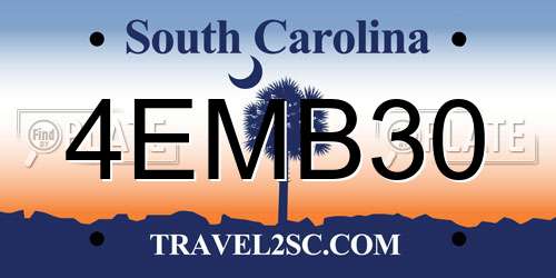 4EMB30 South Carolina License Plate