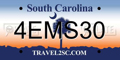 4EMS30 South Carolina License Plate