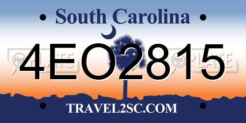 4EO2815 South Carolina License Plate