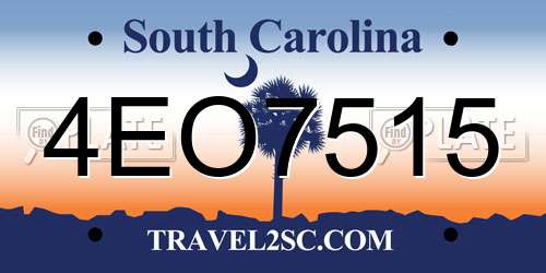 4EO7515 South Carolina License Plate