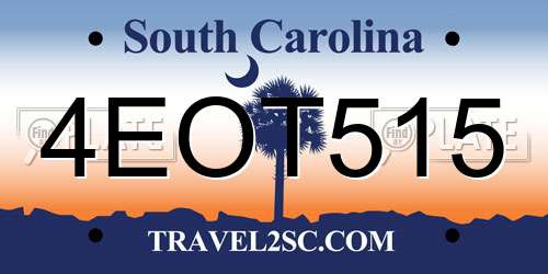4EOT515 South Carolina License Plate