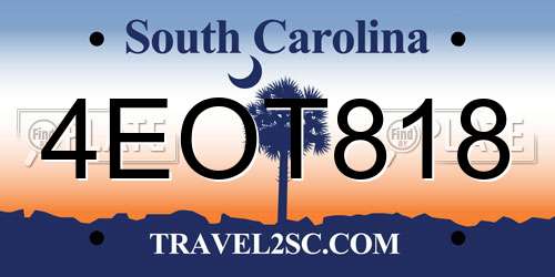 4EOT818 South Carolina License Plate