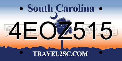 4EOZ515 South Carolina License Plate