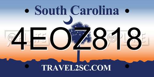 4EOZ818 South Carolina License Plate