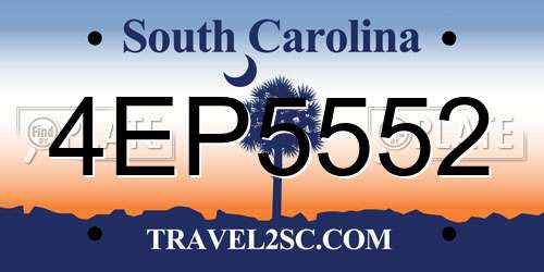4EP5552 South Carolina License Plate