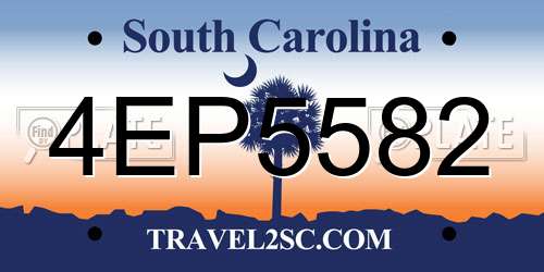 4EP5582 South Carolina License Plate