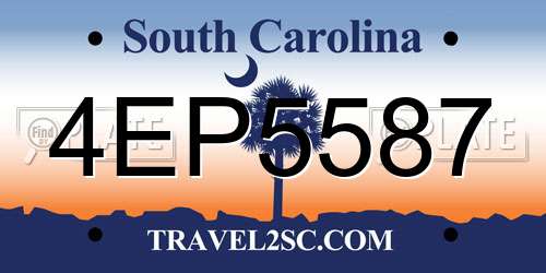 4EP5587 South Carolina License Plate