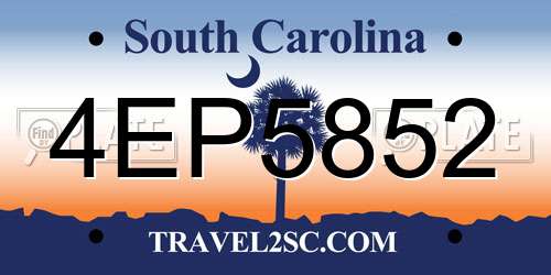 4EP5852 South Carolina License Plate