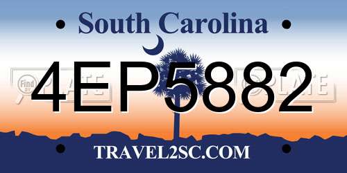 4EP5882 South Carolina License Plate