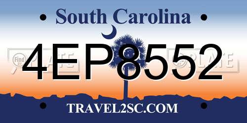 4EP8552 South Carolina License Plate