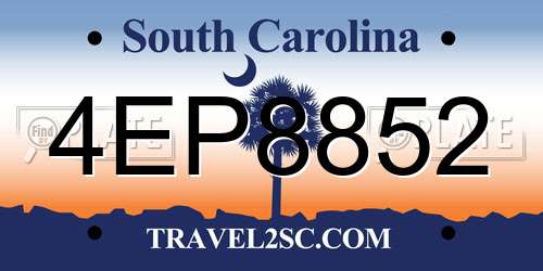 4EP8852 South Carolina License Plate